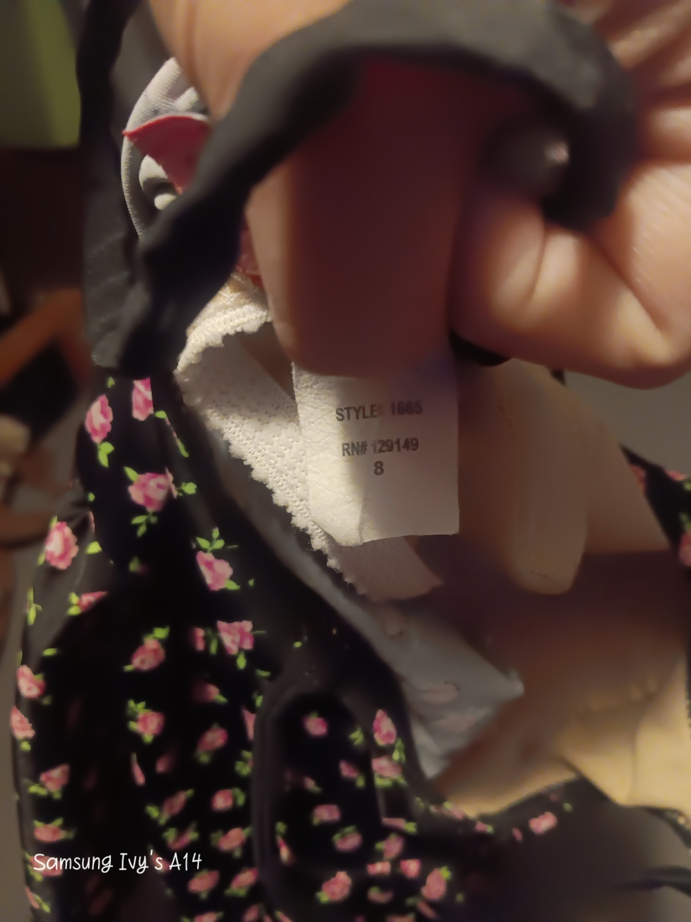 Daisys Boutique Black One-Piece Swimdress with Pink Floral Print - Picture 3 of 4